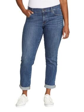 Eddie Bauer Women's Indigo Boyfriend Midrise Straight Leg Jeans 100% Cotton